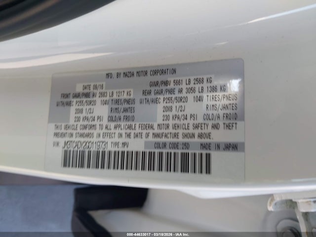 2016 MAZDA CX-9 JM3TCADY2G0119731 Photo 8