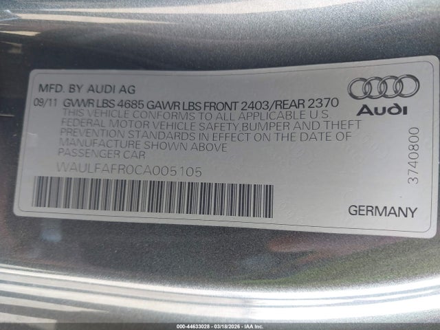 2012 AUDI A5 WAULFAFR0CA005105 Photo 8