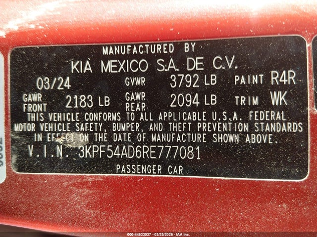 3KPF54AD6RE777081 KIA Forte Gt-line