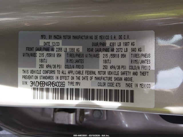 Aukcja sprzedaży 2024 Mazda Cx-30 2.5 S Select Sport, vin: 3MVDMBBM4RM640089, numer aukcji: 44633051