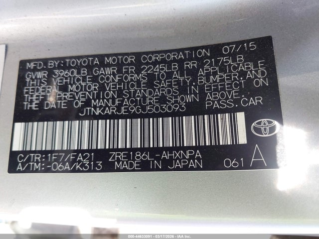 JTNKARJE9GJ503093 Scion IM