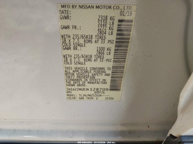 5N1AZ2MG8JN128709 Nissan MURANO S