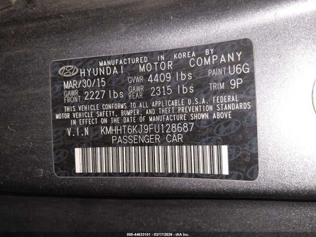 KMHHT6KJ9FU128687 Hyundai Genesis 3.8 Base