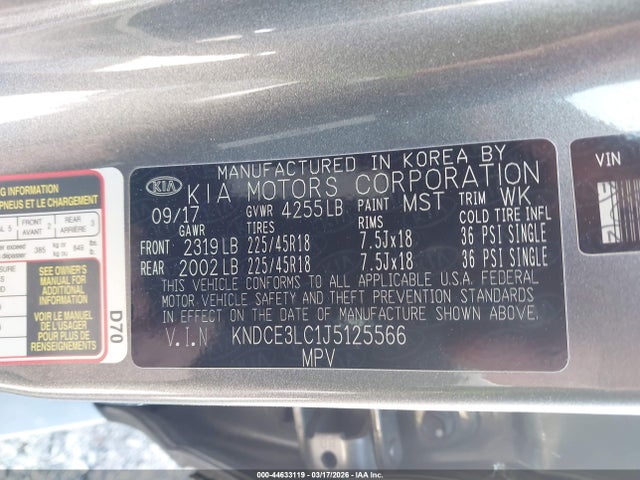 Aukcja sprzedaży 2018 Kia Niro Touring, vin: KNDCE3LC1J5125566, numer aukcji: 44633119