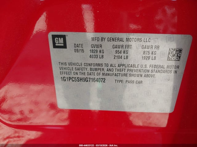 1G1PC5SH9G7164072 Chevrolet Cruze Limited Ls Auto