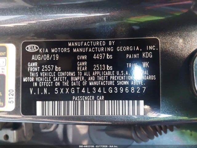 5XXGT4L34LG396827 KIA Optima Lx