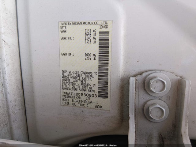 2009 NISSAN MAXIMA 1N4AA51E19C830903 Photo 8