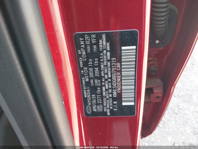 44633226 :رقم المزاد ، KMHLS4DG8RU791319 vin ، 2024 Hyundai Elantra Sel مزاد بيع