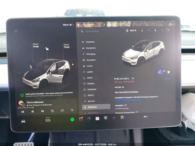 44633255 :رقم المزاد ، 7SAYGDEFXPF918663 vin ، 2023 Tesla Model Y Performance Dual Motor All-wheel Drive مزاد بيع
