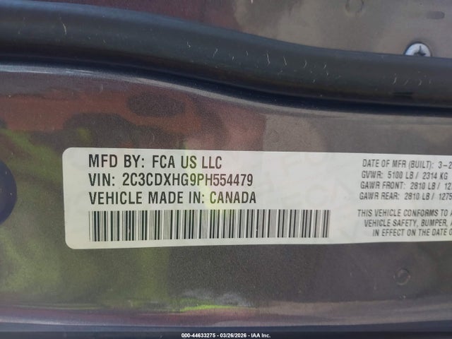 44633275 :رقم المزاد ، 2C3CDXHG9PH554479 vin ، 2023 Dodge Charger Gt مزاد بيع