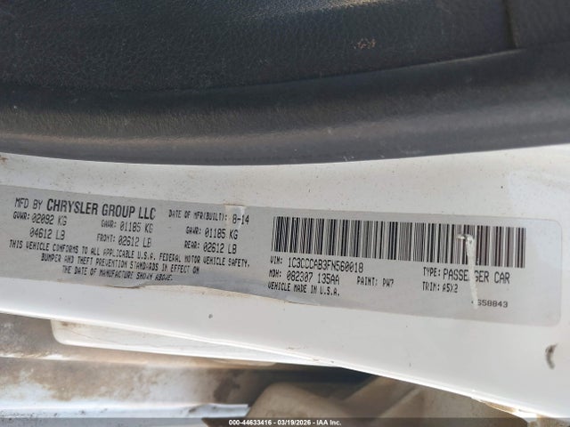 Продажа на аукционе авто 2015 Chrysler 200 Limited, vin: 1C3CCCAB3FN560018, номер лота: 44633416