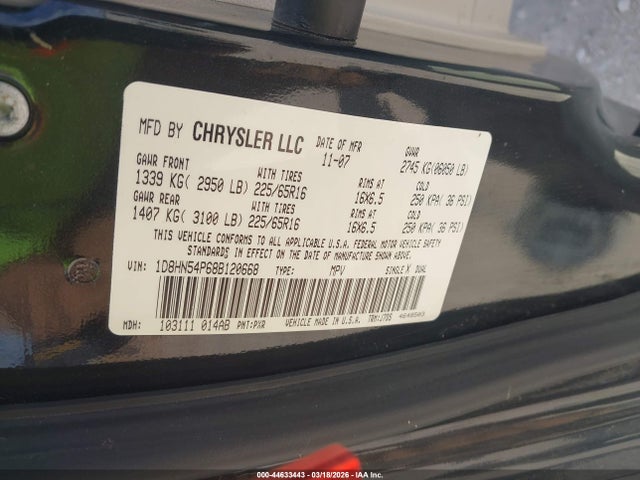 2008 DODGE GRAND CARAVAN 1D8HN54P68B120668 Photo 8