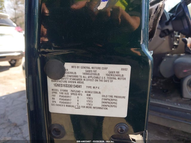 Продаж на аукціоні авто 2003 Chevrolet Trailblazer Ext Lt, vin: 1GNES16S336134041, номер лоту: 44633487