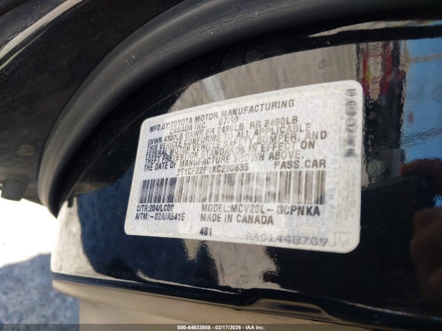 44633508 :رقم المزاد ، 2T1CF22P1XC260635 vin ، 1999 Toyota Camry Solara Sle مزاد بيع