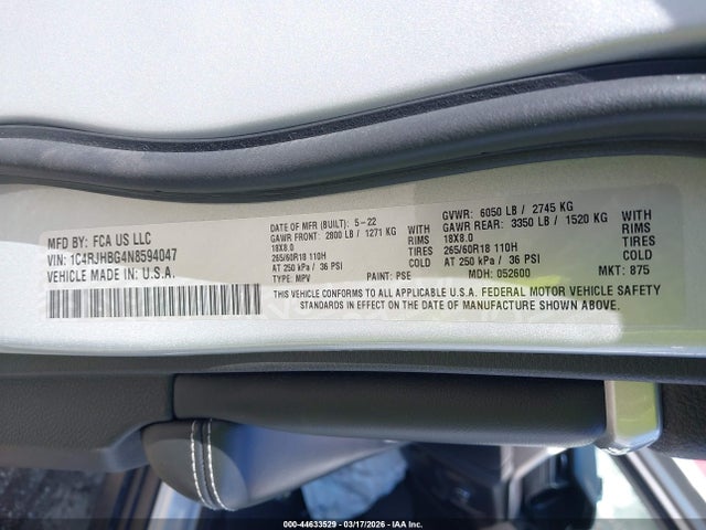 2022 JEEP GRAND CHEROKEE 1C4RJHBG4N8594047 Photo 8