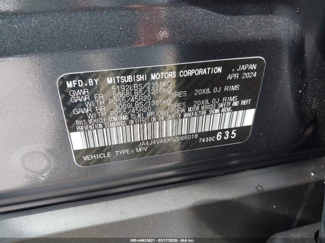 Продаж на аукціоні авто 2024 Mitsubishi Outlander Se Black Edition W/pano Roof S-awc, vin: JA4J4VA8XRZ066018, номер лоту: 44633621