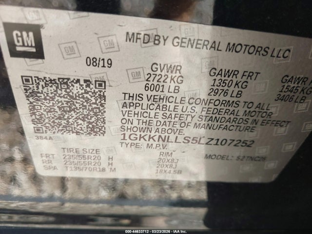 1GKKNLLS5LZ107252 GMC Acadia Awd At4