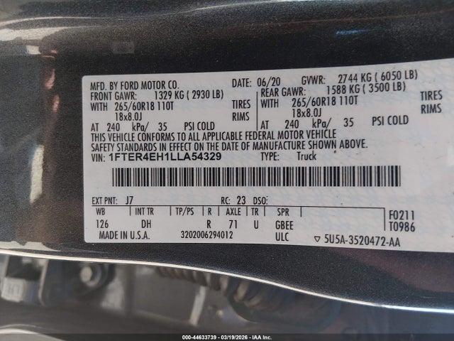 2020 FORD RANGER 1FTER4EH1LLA54329 Photo 8