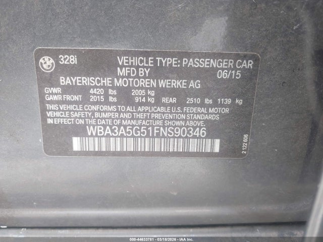 2015 BMW 328I WBA3A5G51FNS90346 Photo 8