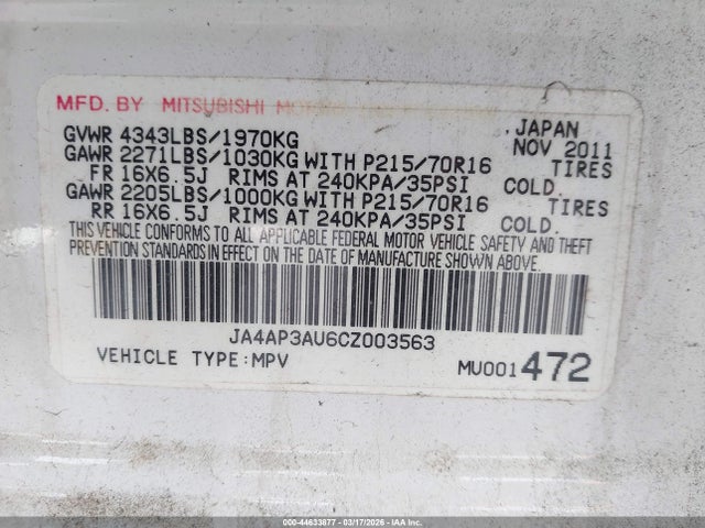 2012 MITSUBISHI OUTLANDER SPORT JA4AP3AU6CZ003563 Photo 8