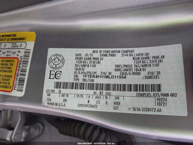 2021 FORD RANGER 1FTER4FH1MLD11554 Photo 8