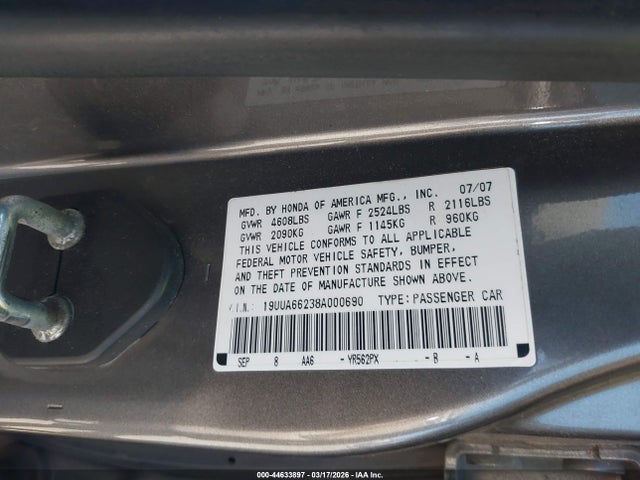 Продажа на аукционе авто 2008 Acura Tl 3.2, vin: 19UUA66238A000690, номер лота: 44633897