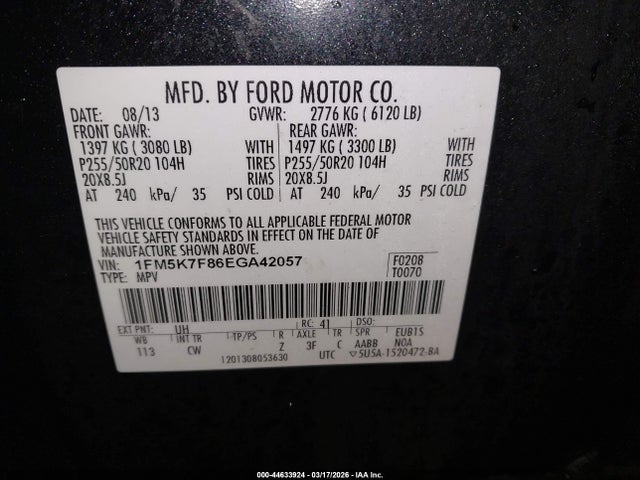 2014 FORD EXPLORER 1FM5K7F86EGA42057 Photo 8