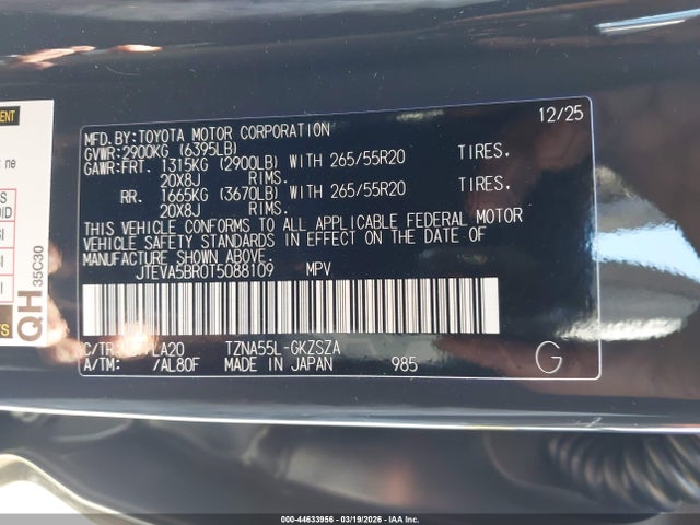 Toyota 4runner Limited 2026 JTEVA5BR0T5088109 Image 9