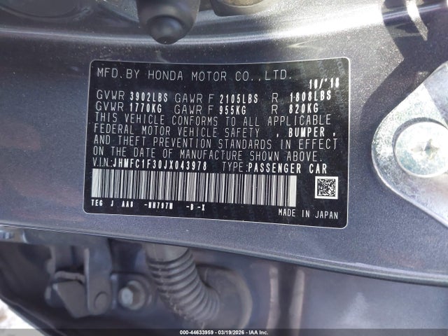 JHMFC1F30JX043978 Honda Civic Ex-t