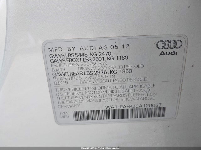 2012 AUDI Q5 WA1LFAFP2CA120087 Photo 8