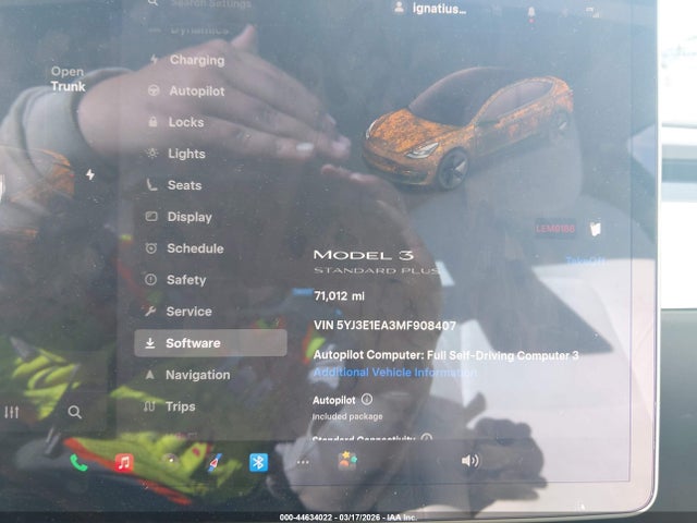 44634022 :رقم المزاد ، 5YJ3E1EA3MF908407 vin ، 2021 Tesla Model 3 Standard Range Plus Rear-wheel Drive مزاد بيع
