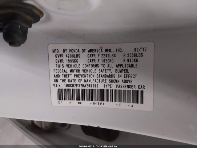 1HGCR2F37HA295959 Honda ACCORD LX