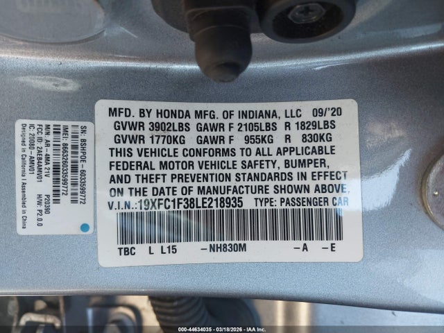 19XFC1F38LE218935 Honda CIVIC EX