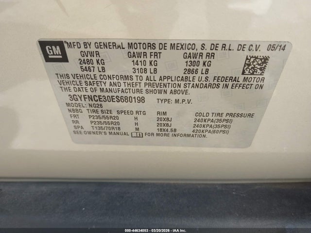 Продажа на аукционе авто 2014 Cadillac Srx Performance Collection, vin: 3GYFNCE30ES680198, номер лота: 44634053