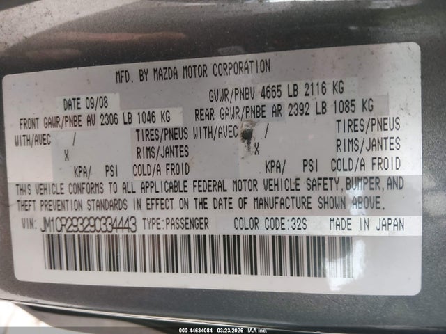 Продаж на аукціоні авто 2009 Mazda Mazda5 Touring, vin: JM1CR293290334443, номер лоту: 44634084