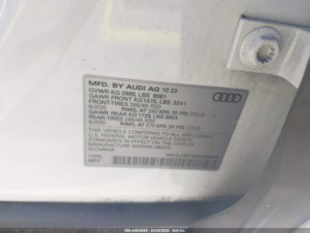 44634085 :رقم المزاد ، WA1LXBF79RD005643 vin ، 2024 Audi Q7 Premium Plus 55 Tfsi Quattro Tiptronic مزاد بيع