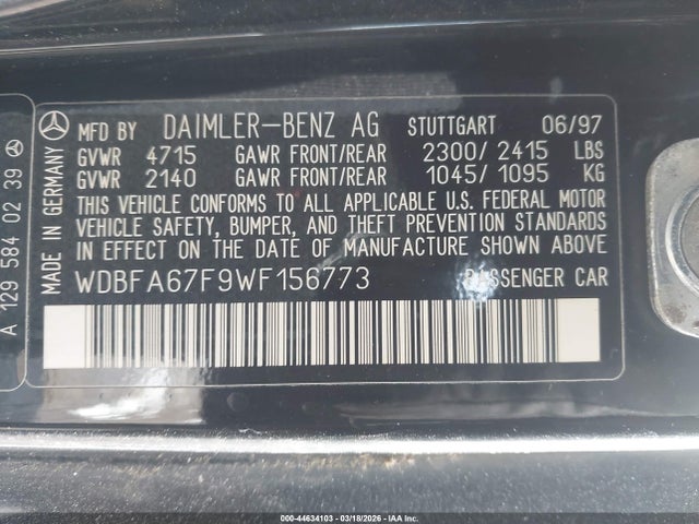 1998 MERCEDES-BENZ SL 500 WDBFA67F9WF156773 Photo 8