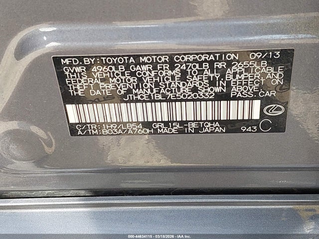Aukcja sprzedaży 2014 Lexus Gs 350, vin: JTHCE1BL7E5020332, numer aukcji: 44634115