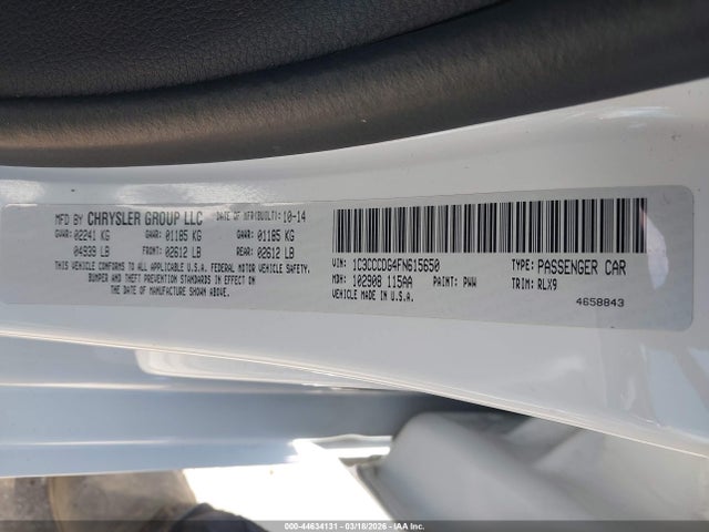 2015 Chrysler 200 S მანქანა იყიდება აუქციონზე, vin: 1C3CCCDG4FN615650, აუქციონის ნომერი: 44634131