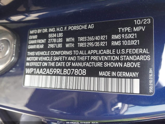 Продаж на аукціоні авто 2024 Porsche Macan T, vin: WP1AA2A59RLB07808, номер лоту: 44634175