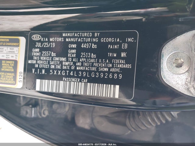Aukcja sprzedaży 2020 Kia Optima Lx, vin: 5XXGT4L39LG392689, numer aukcji: 44634178