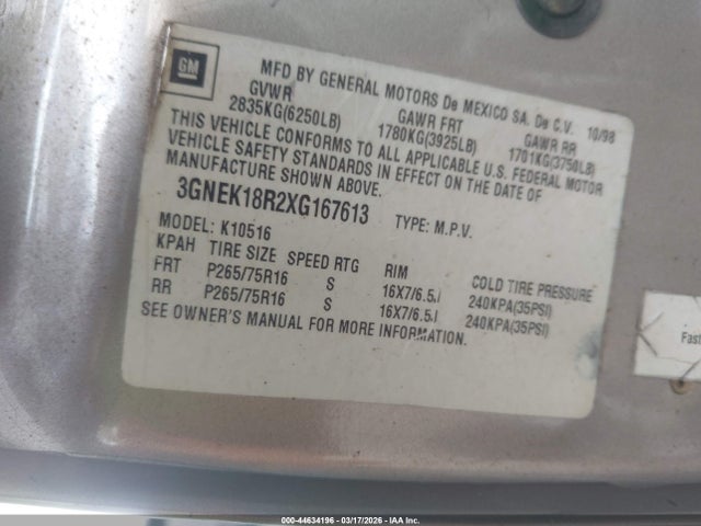 1999 CHEVROLET TAHOE 3GNEK18R2XG167613 Photo 8