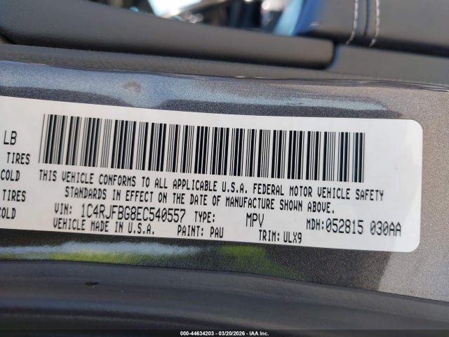 2014 Jeep Grand Cherokee Limited მანქანა იყიდება აუქციონზე, vin: 1C4RJFBG8EC540557, აუქციონის ნომერი: 44634203
