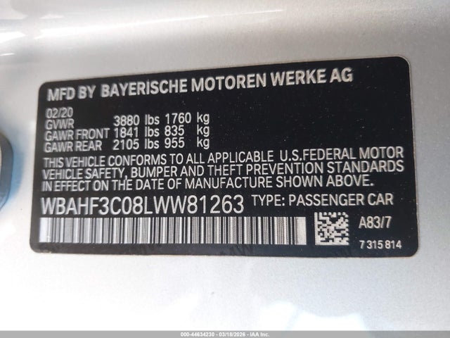 WBAHF3C08LWW81263 BMW Z4 Sdrive30i