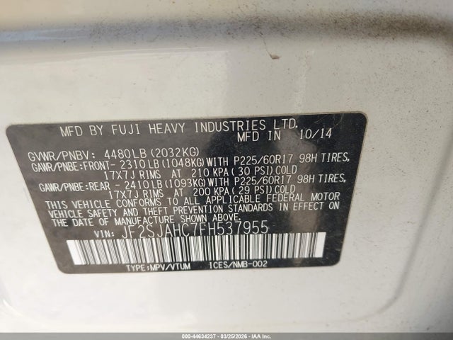 JF2SJAHC7FH537955 Subaru Forester 2.5i Limited