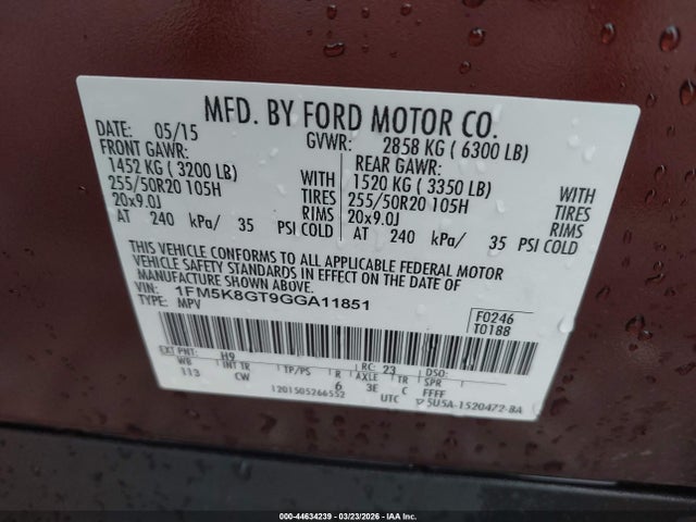 1FM5K8GT9GGA11851 Ford EXPLORER SPORT