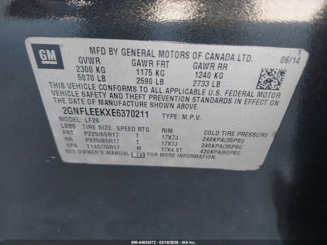 Chevrolet EQUINOX LS 2014 2GNFLEEKXE6370211 Image 9