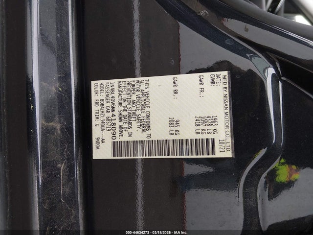 44634273 :رقم المزاد ، 1N4BL4DV6MN418090 vin ، 2021 Nissan Altima Sv Fwd مزاد بيع