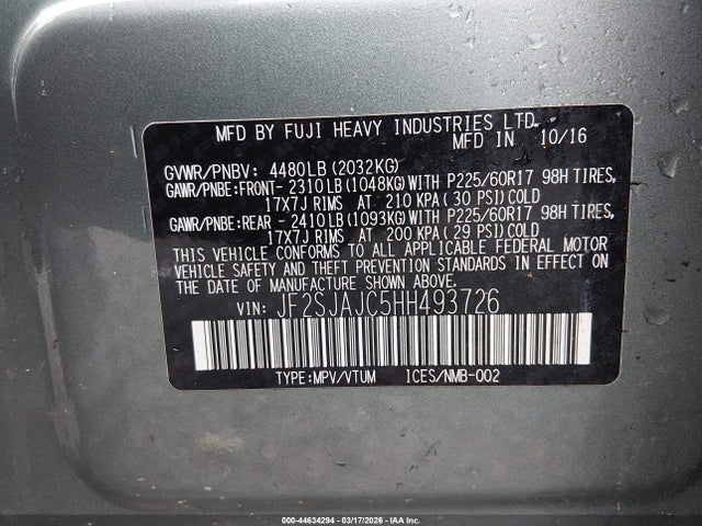 Subaru Forester 2.5i Limited 2017 JF2SJAJC5HH493726 Image 9
