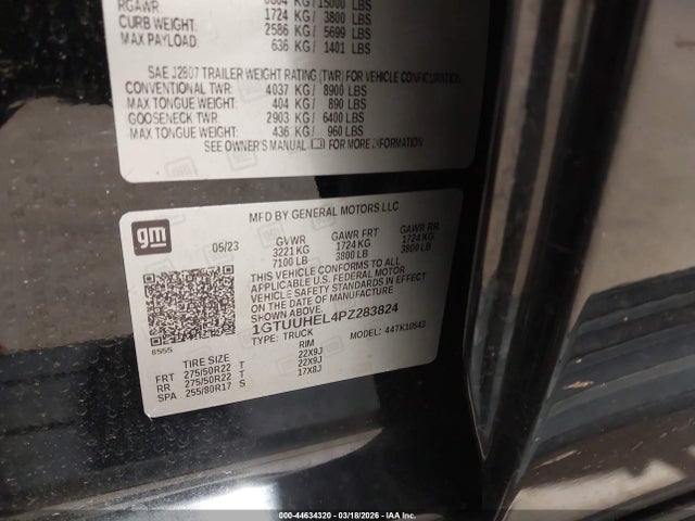 2023 Gmc Sierra 1500 მანქანა იყიდება აუქციონზე, vin: 1GTUUHEL4PZ283824, აუქციონის ნომერი: 44634320